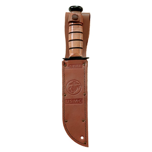 Ka-Bar Knives Ka-Bar Leather Sheath Only, Usmc Logo-Brown, Fits Knife With 5-1/4In Blade And Double Guard KAB-1250S - main